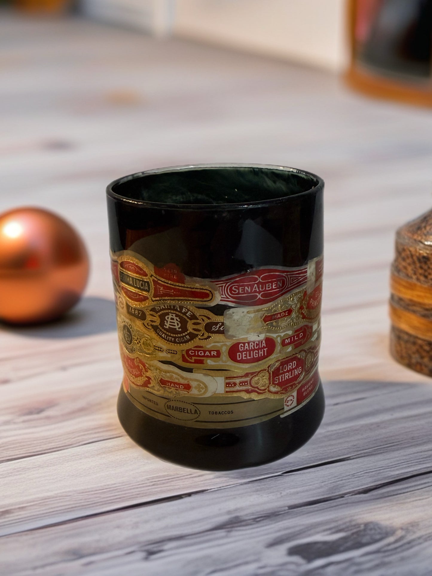 Vintage Cigar Label Whiskey Glass