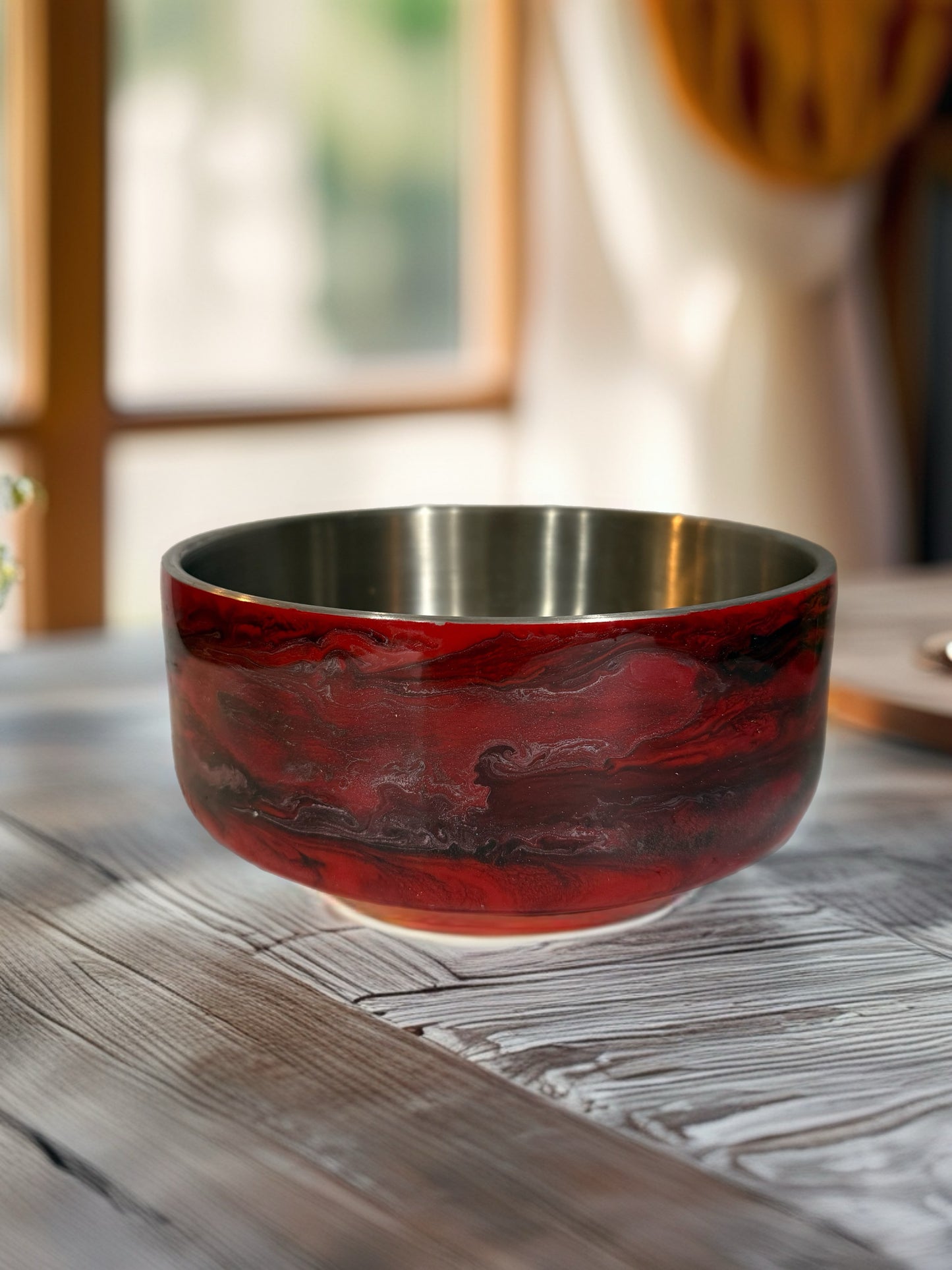 Stainless Steel 60 oz Dog Bowl – Red “Bone Appétit” Design