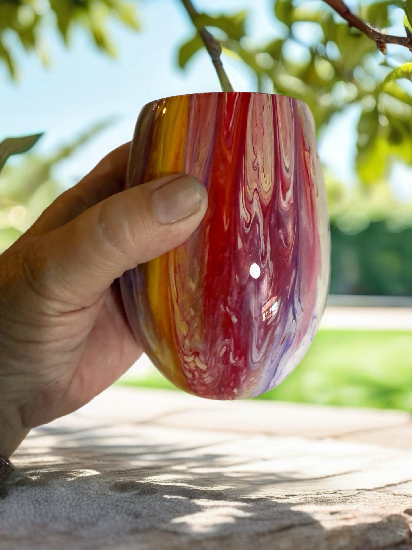 "Desert Sunset" Handcrafted Artisan Stemless Glass