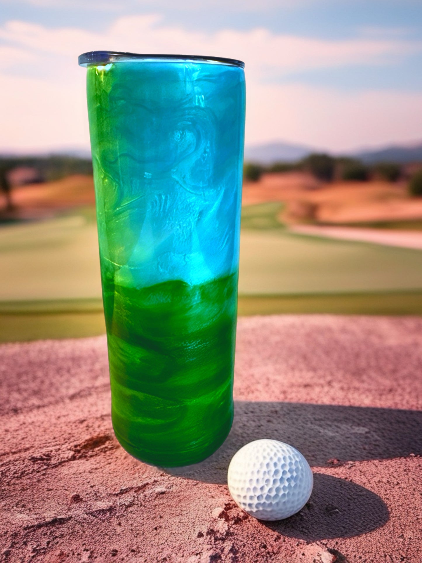 "Swing Hard" Iridescent Golf Green Tumbler