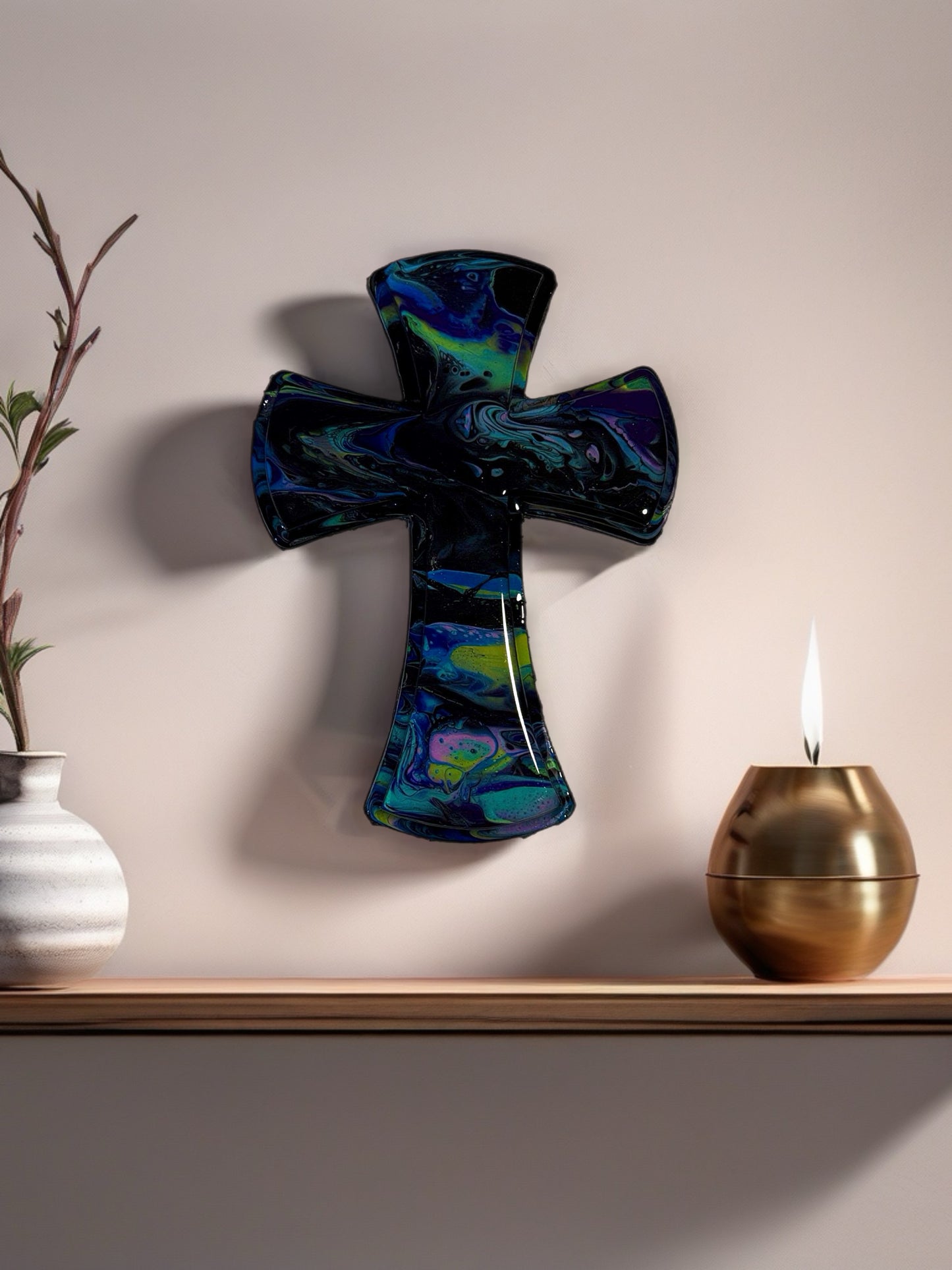 Midnight Aurora 12 inch Wall Cross