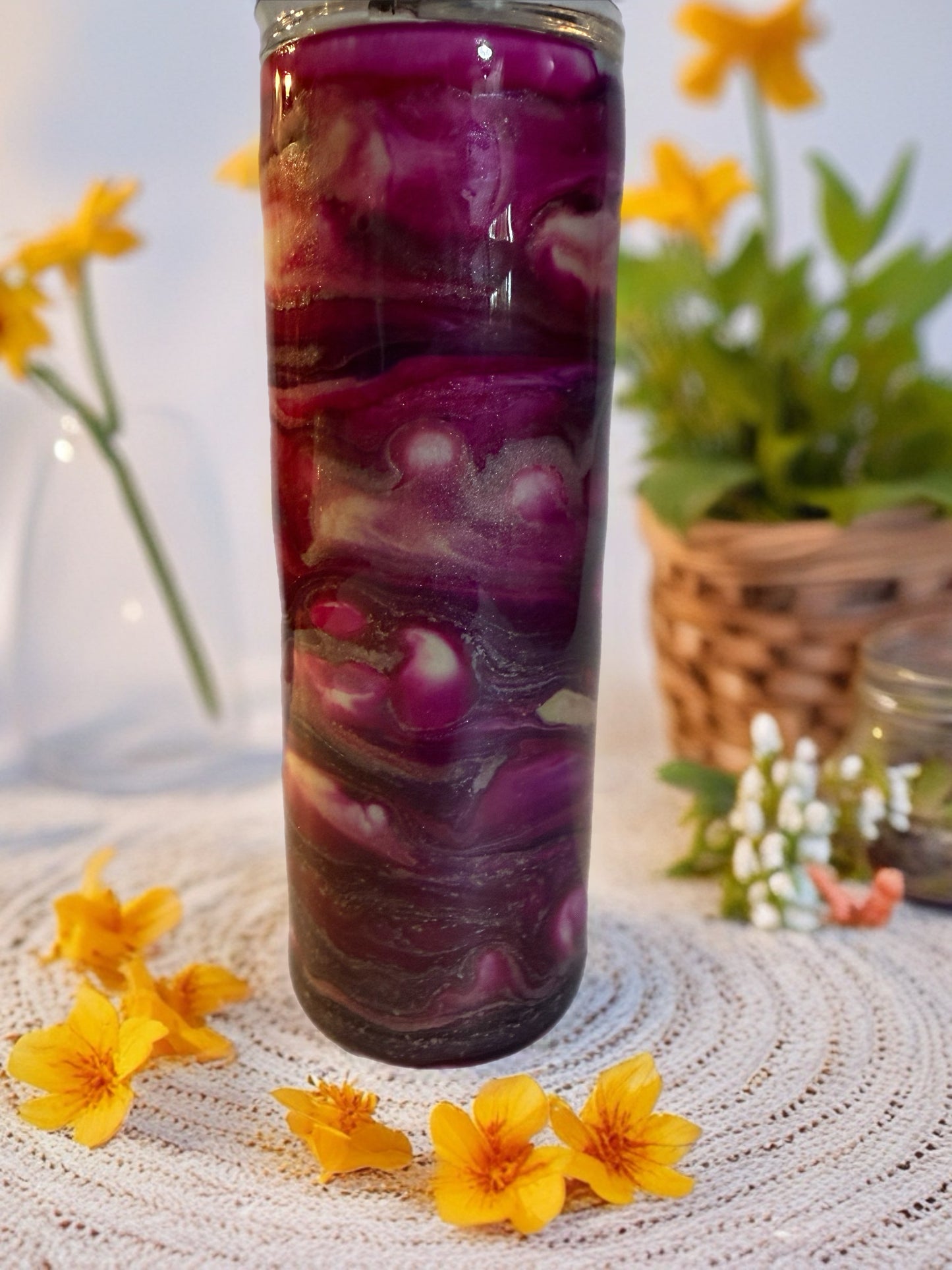 "Believe" Radiant Plum & Gold Cross Tumbler