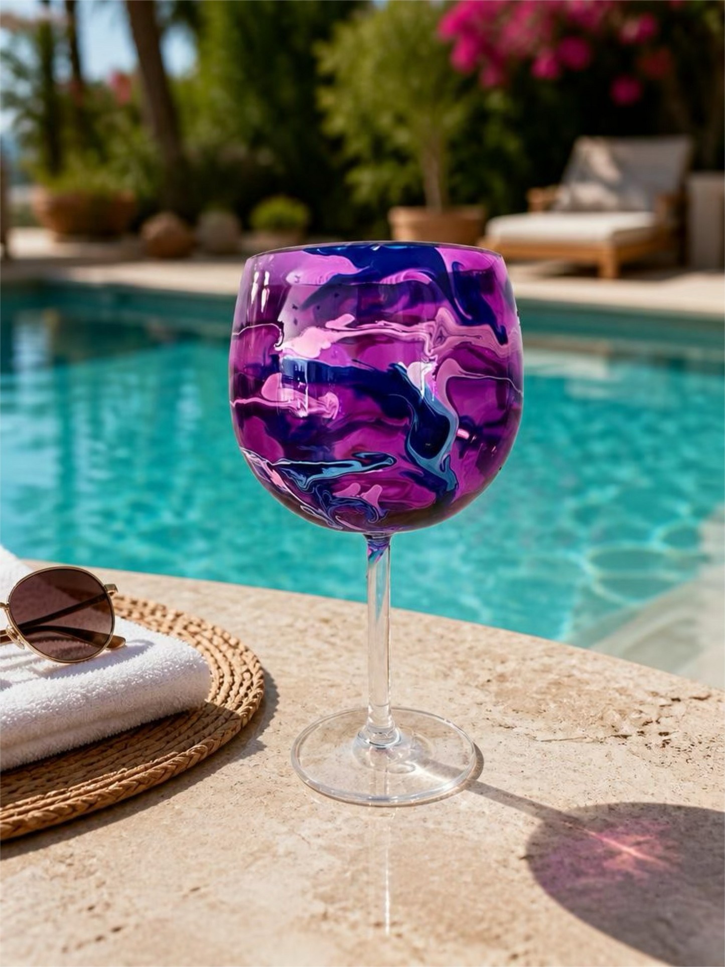 Twilight Marble Acrylic Wine Glass – Durable Purple & Blue Outdoor