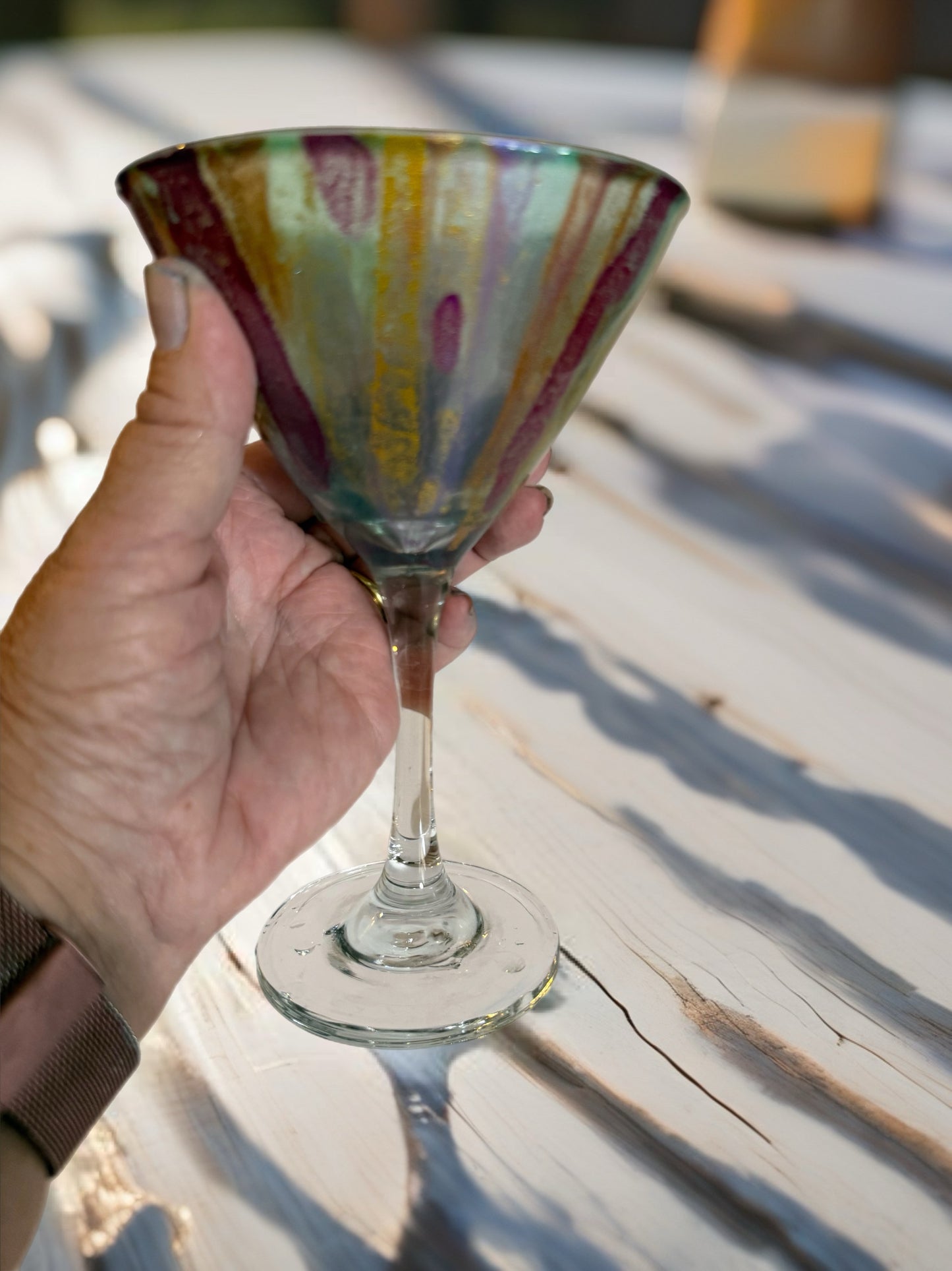 "Painted Petal" Handcrafted Artisan Martini Glass