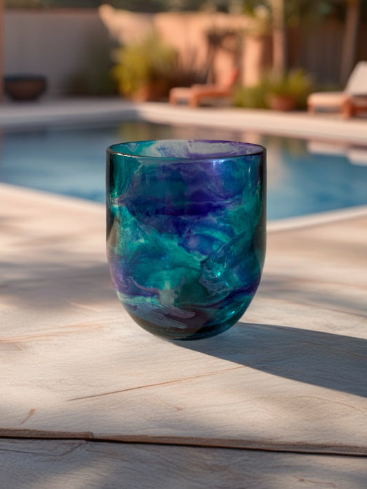 Marbled Coastal Acrylic Wine Glass