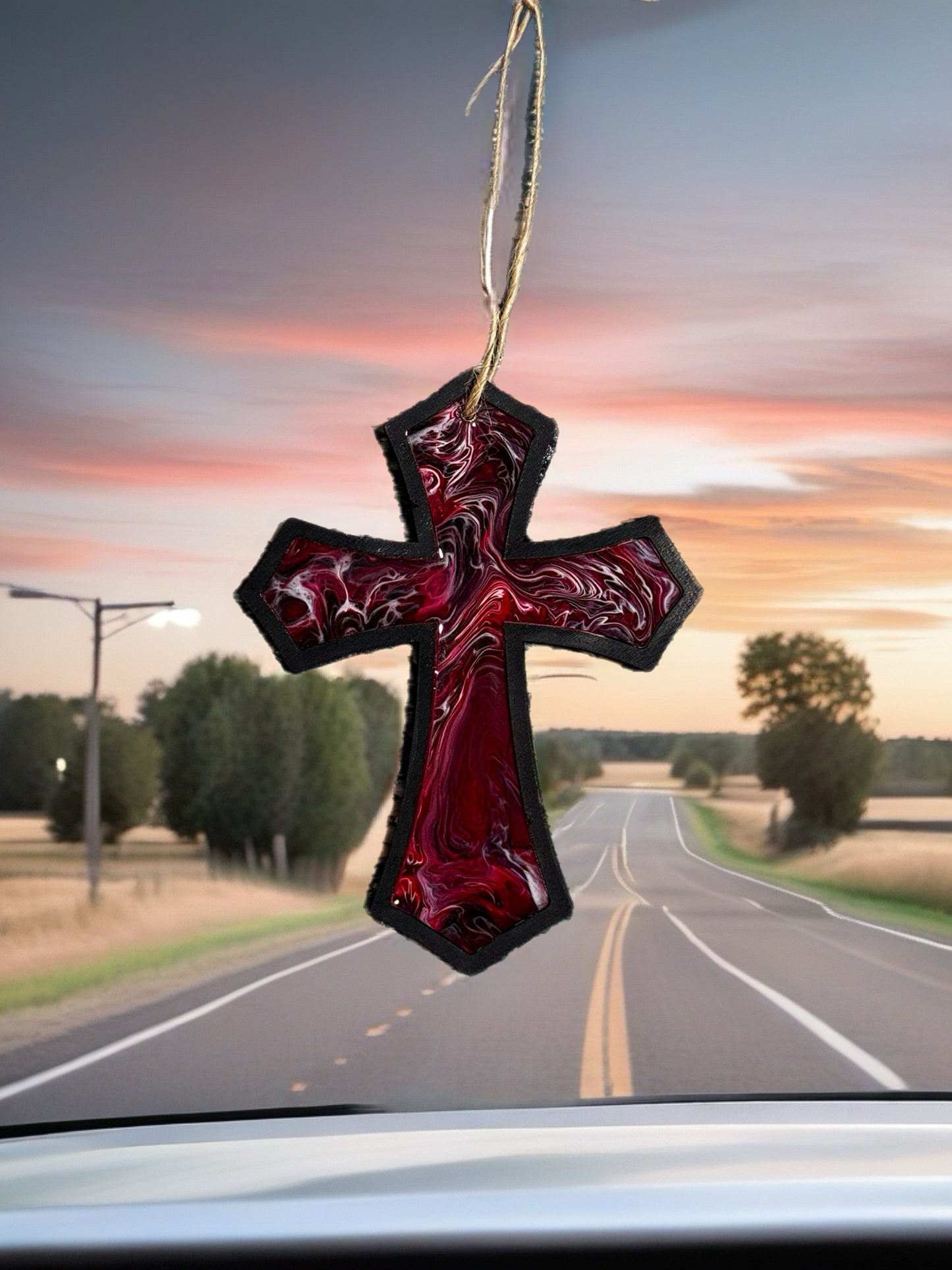 Crimson Velvet 5-Inch Wood Cross