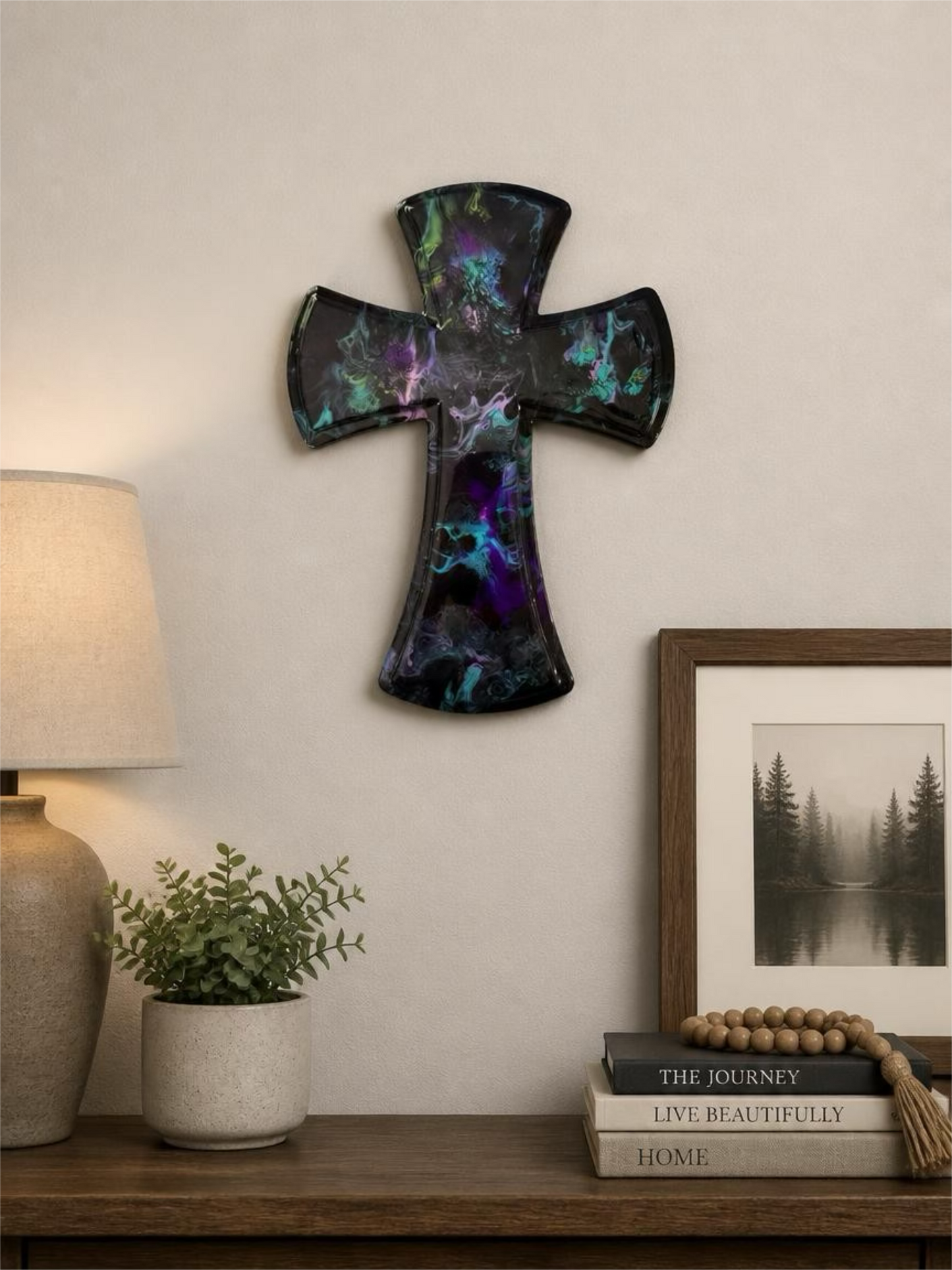 Midnight Nebula 12-Inch Wood Cross
