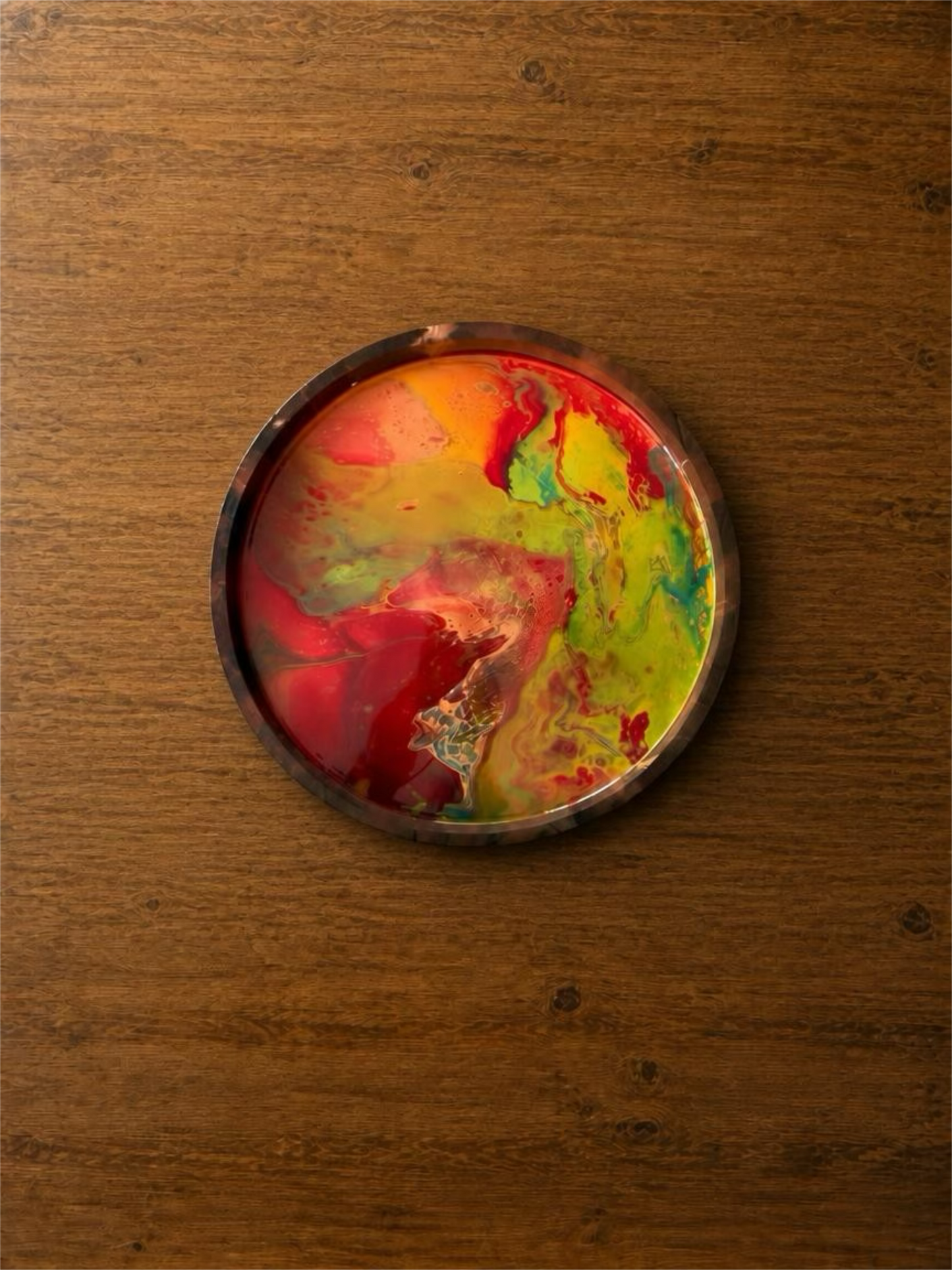 “Chromatic Cascade” 14‑Inch Handcrafted Wooden Tray