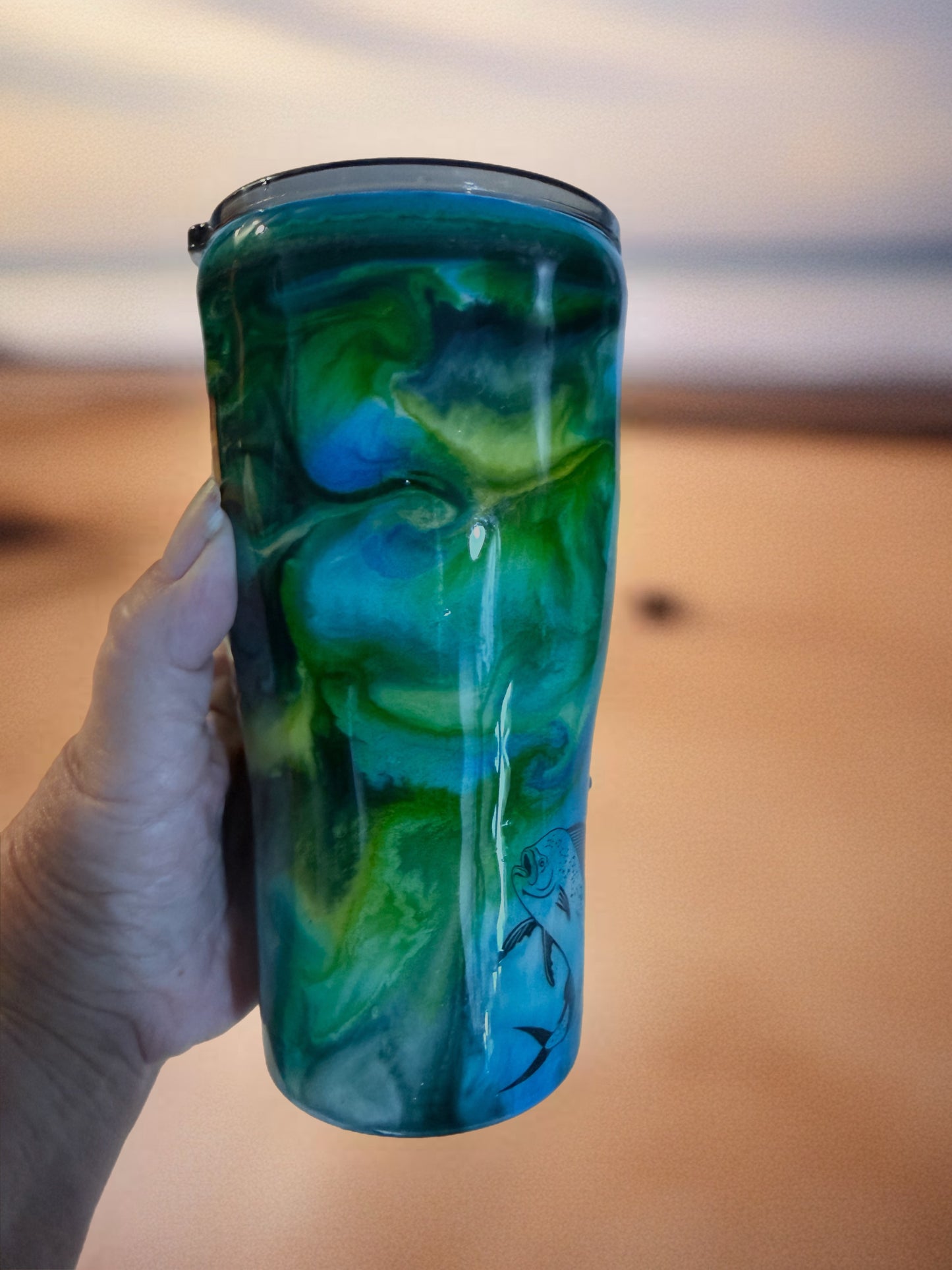 Coastal Sunset Marbled Stainless Steel Tumbler