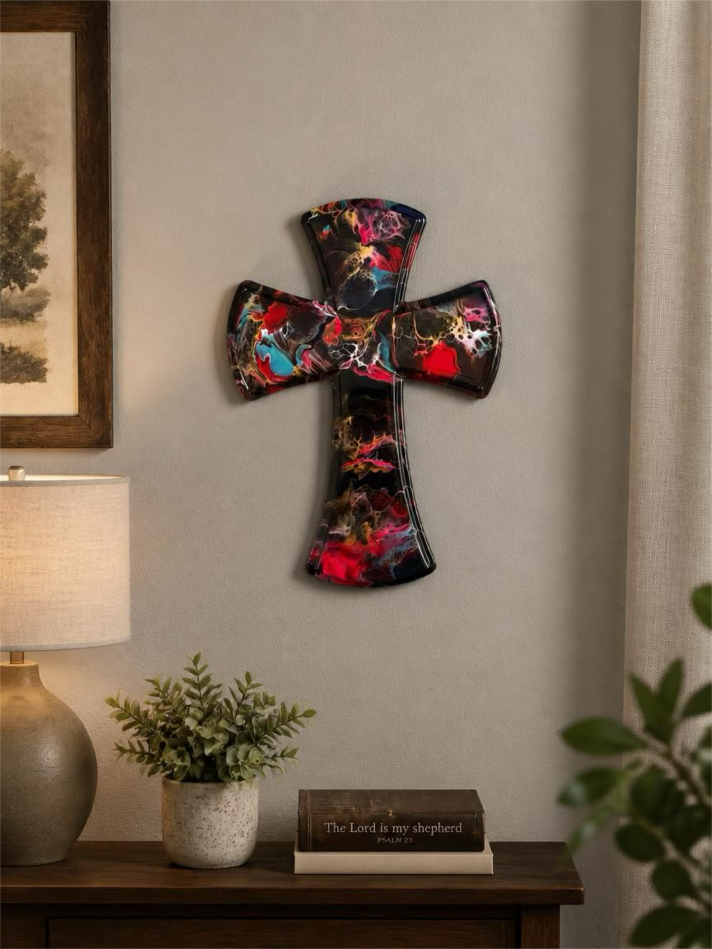 Midnight Ember 12-Inch Wood Cross