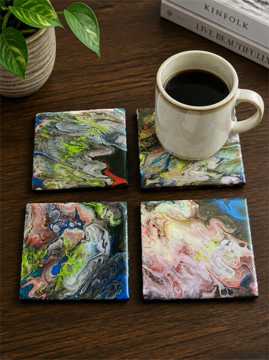 "Northern Lights" Artisan Resin Coaster Set