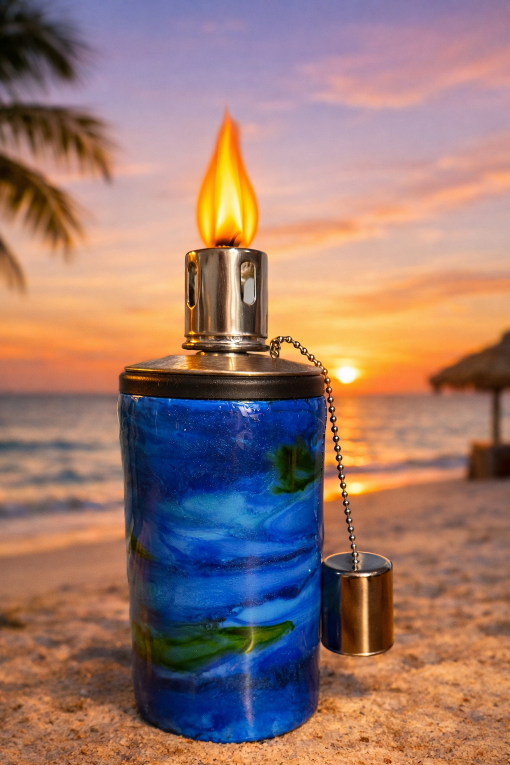 Tropical Ocean Swirl 3-in-1 Tiki Torch, Can Cozy & Tumbler