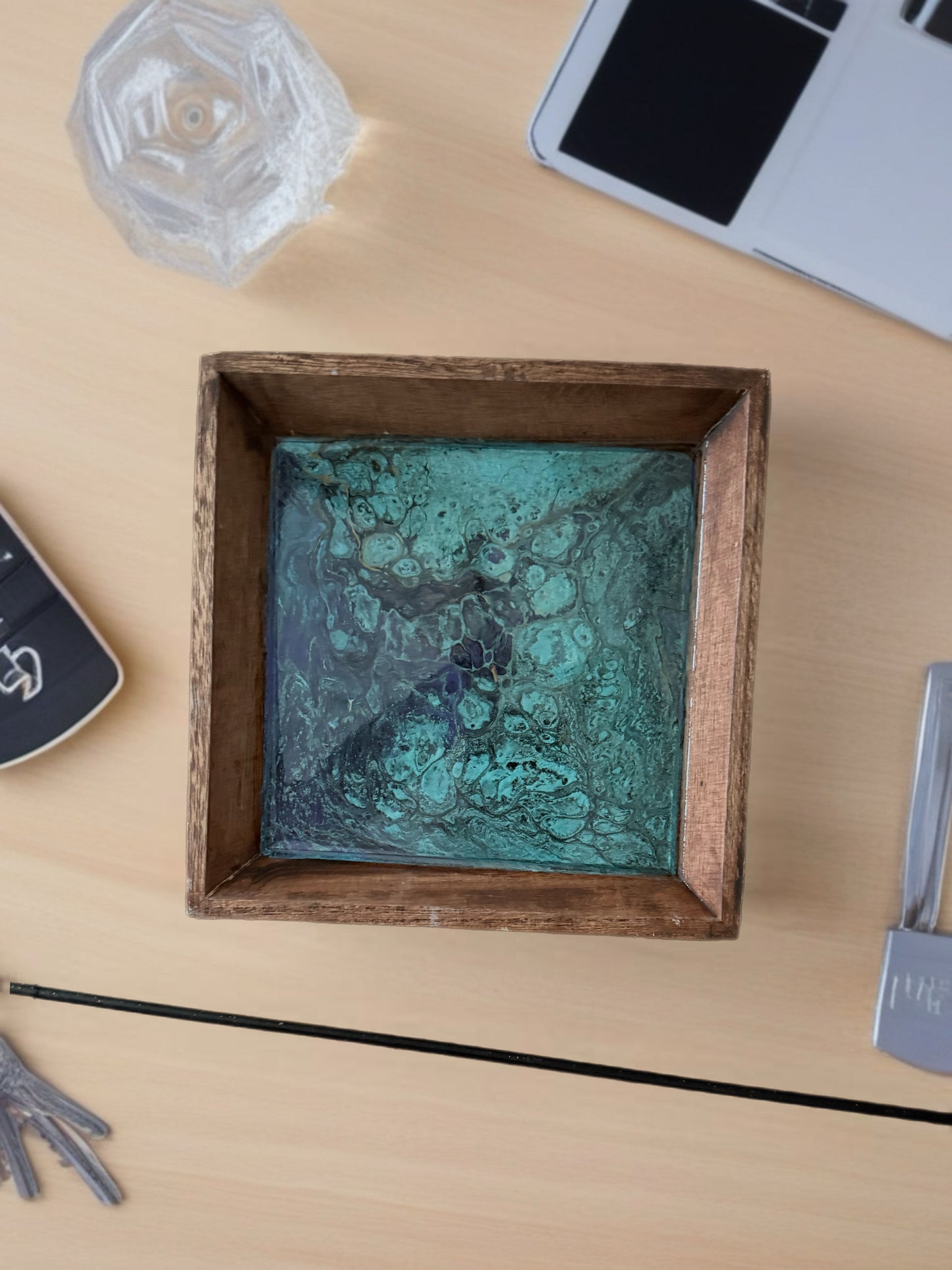 "Oceanic Depths" Square Artisan Valet Tray