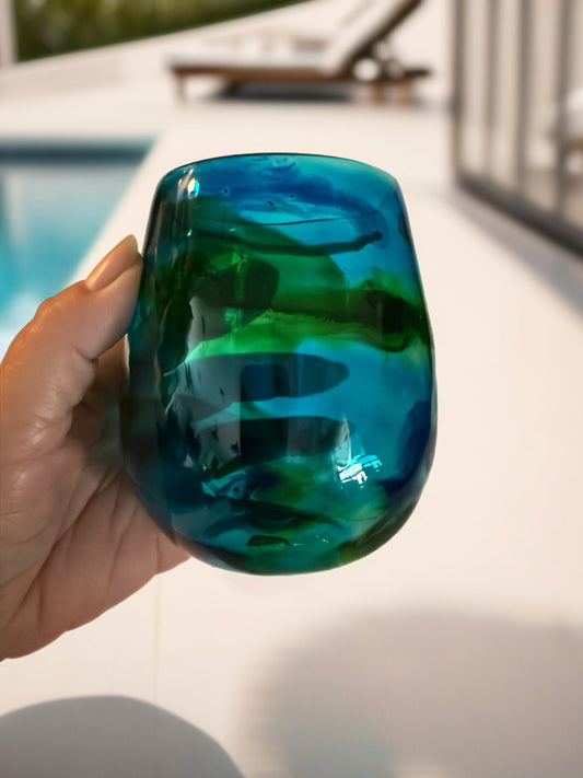 "Ocean Oasis" Acrylic Stemless Wine Glass