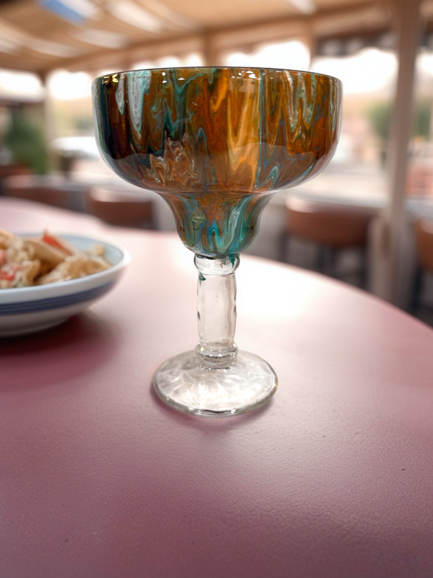 Marbled Sunset Artisan Margarita Glass
