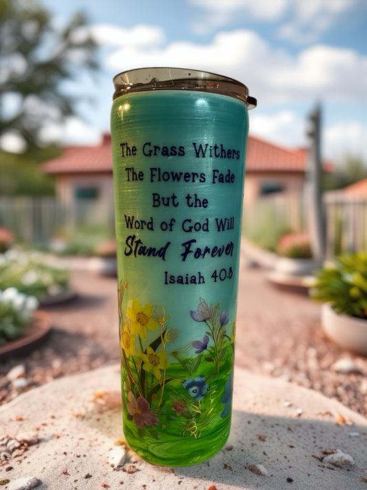 "Stand Forever" Floral Scripture Tumbler