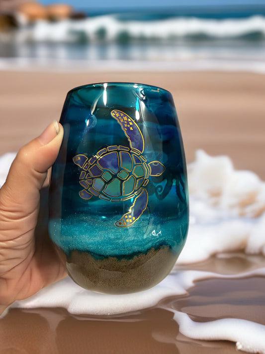 Ocean Life Artisan Wine Glass