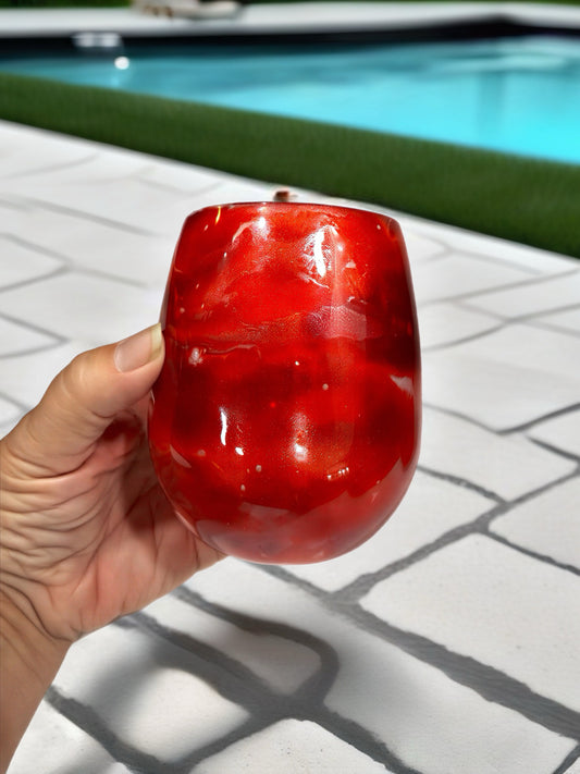 Crimson Sparkle Stemless Acrylic Wine Glass