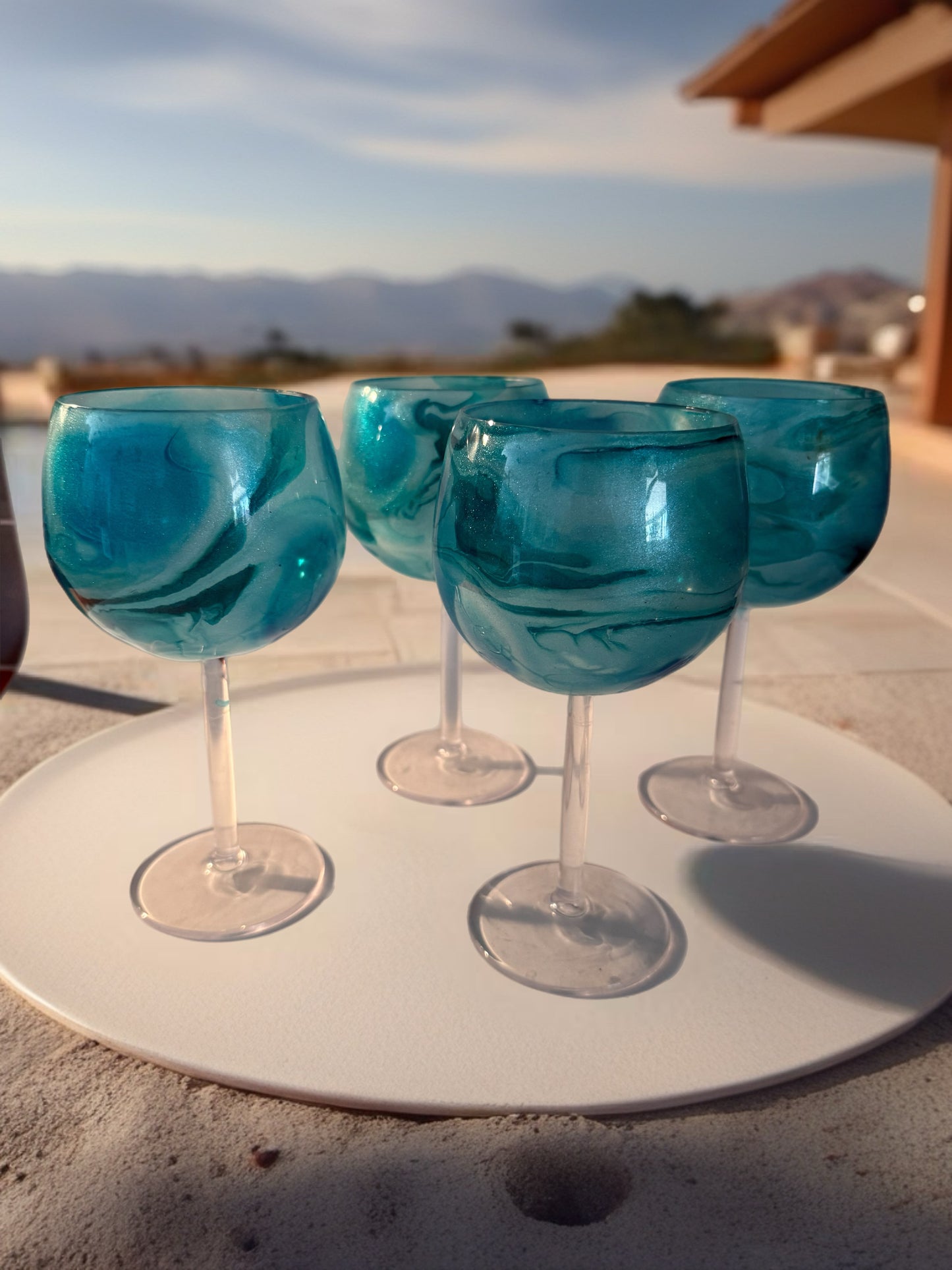 Turquoise Marbled Acrylic Wine Glass