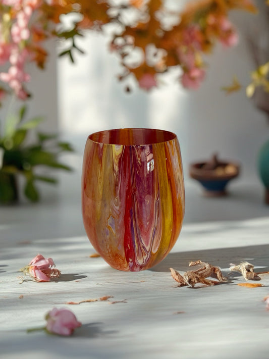 "Desert Sunset" Handcrafted Artisan Stemless Glass