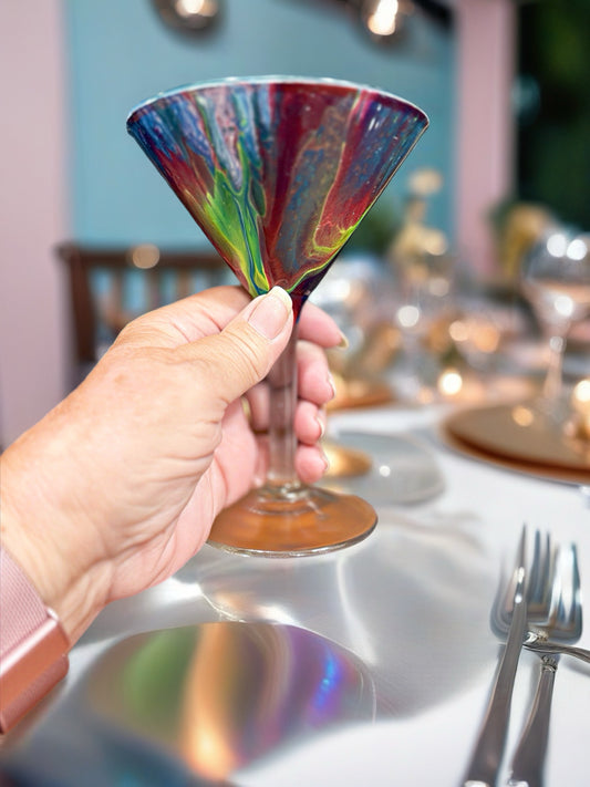 Prism Cascade Hand-Painted Resin Martini Glass