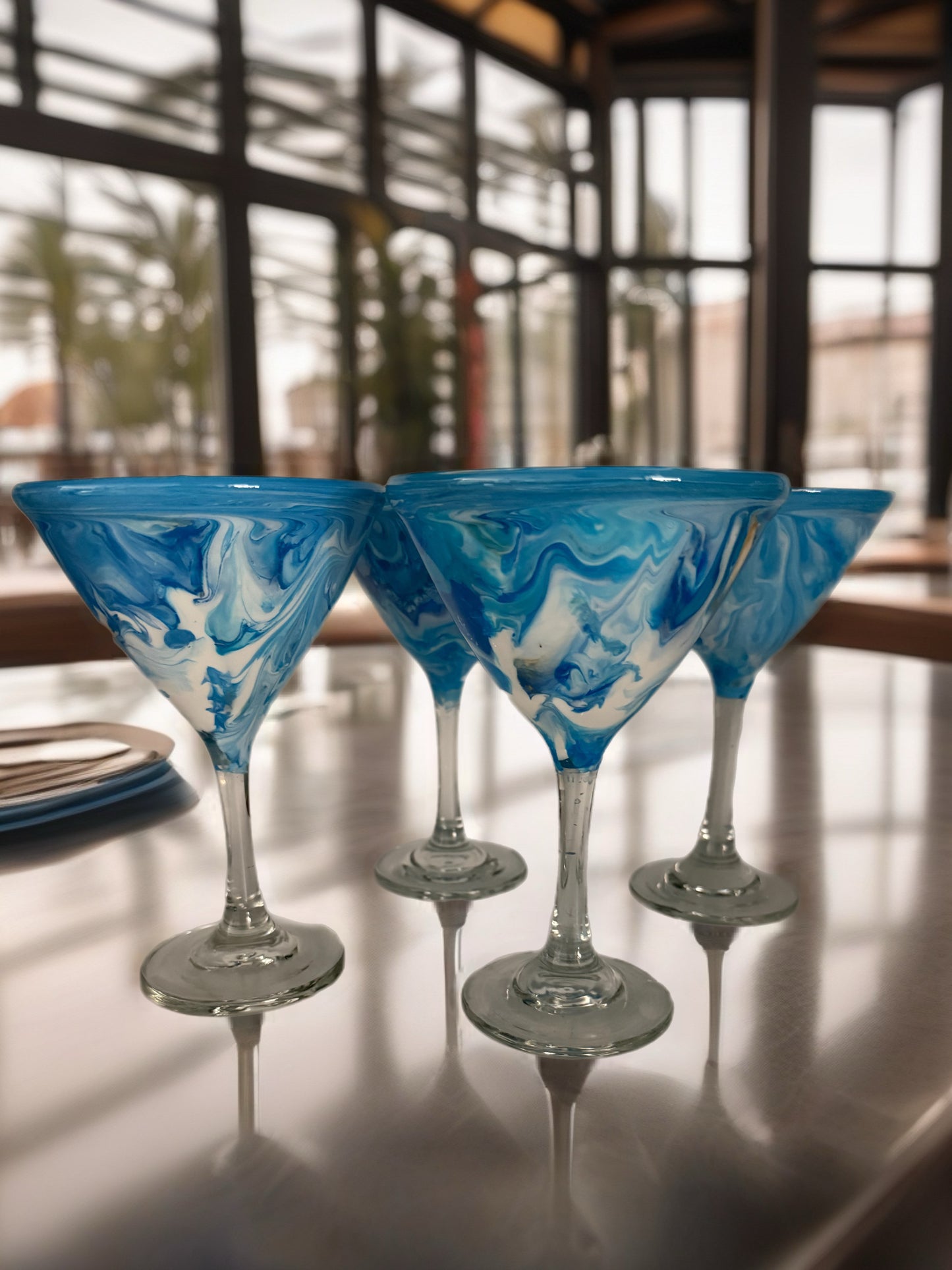 Blue Nebula Cocktail Gift Set – 5-Piece Shaker and Martini Glass Ensemble