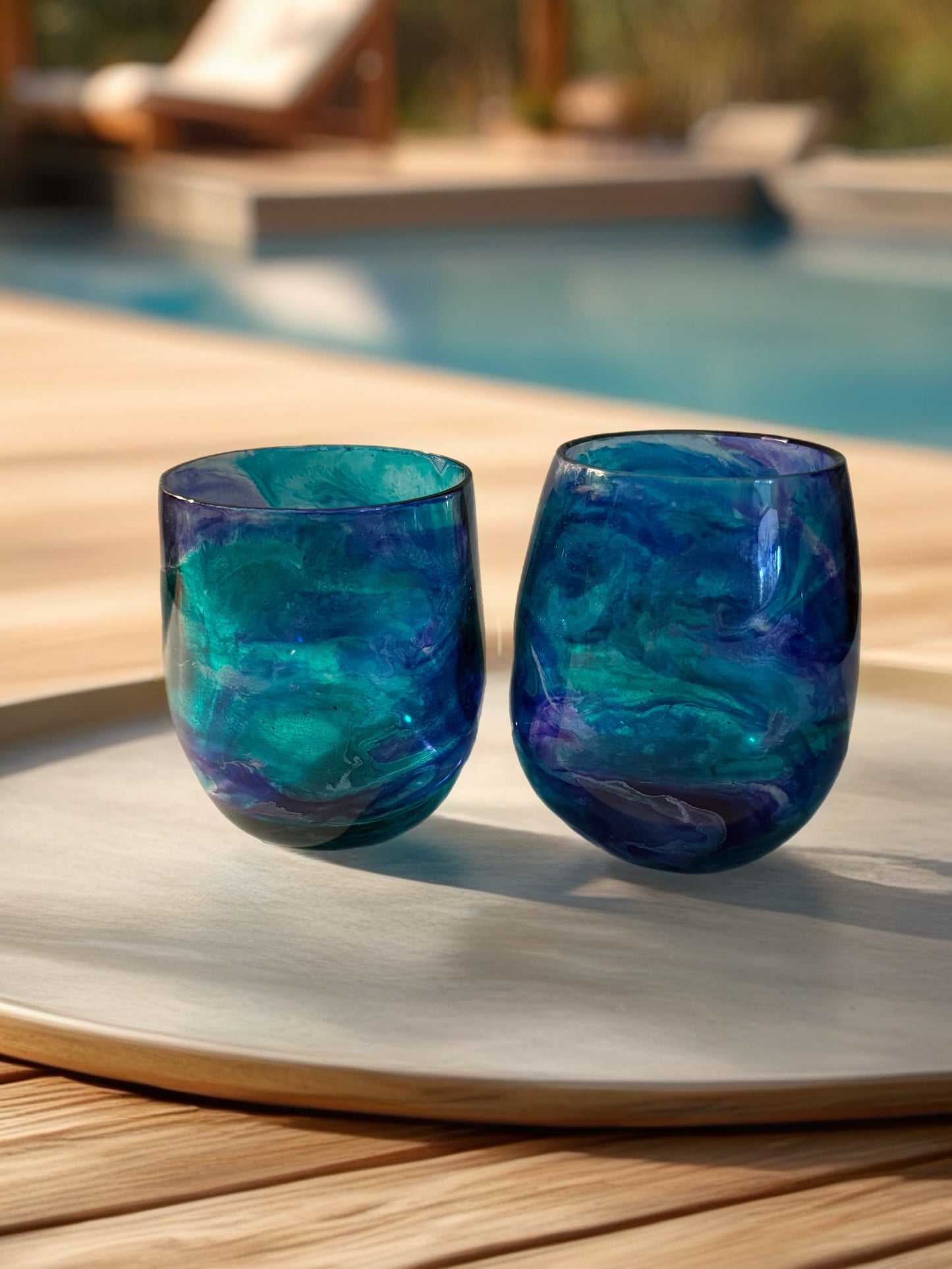 Marbled Coastal Acrylic Wine Glass