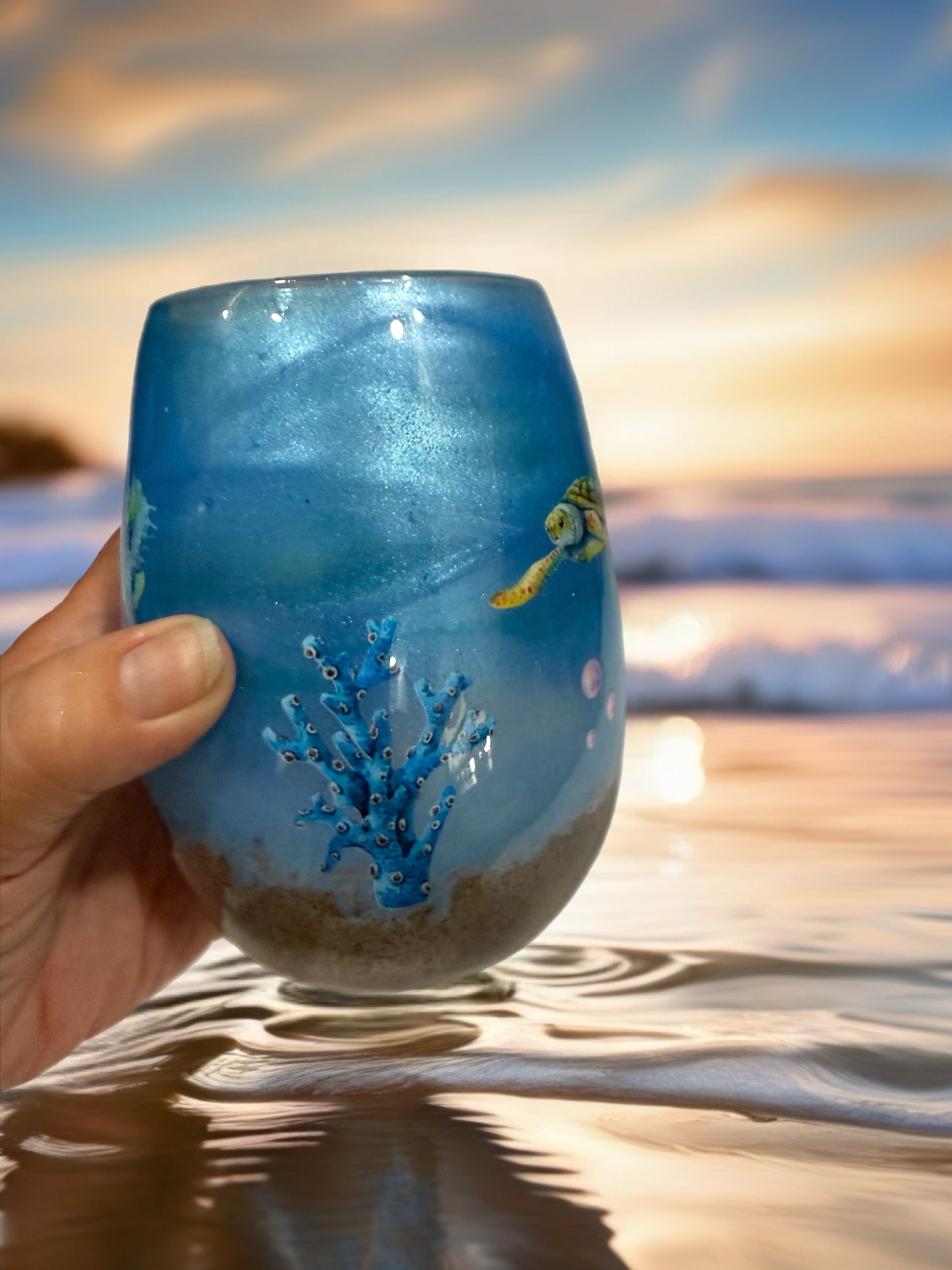 Under the Sea Stemless Wine Glass