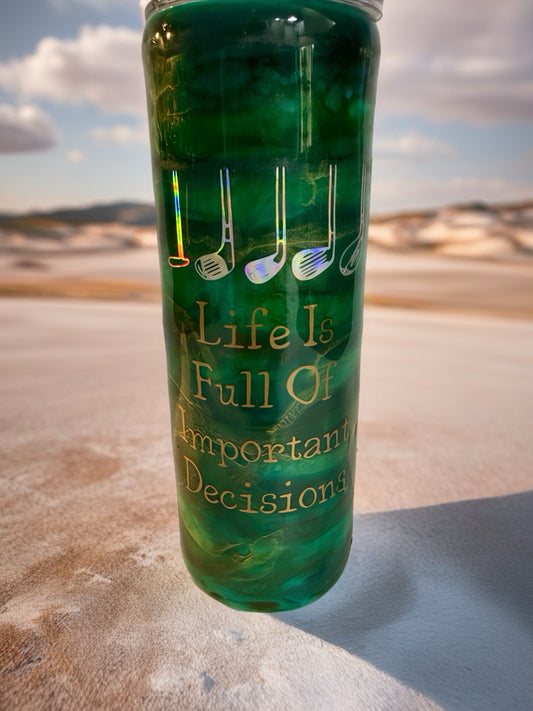 "Important Decisions" Golf Enthusiast Swirl Tumbler