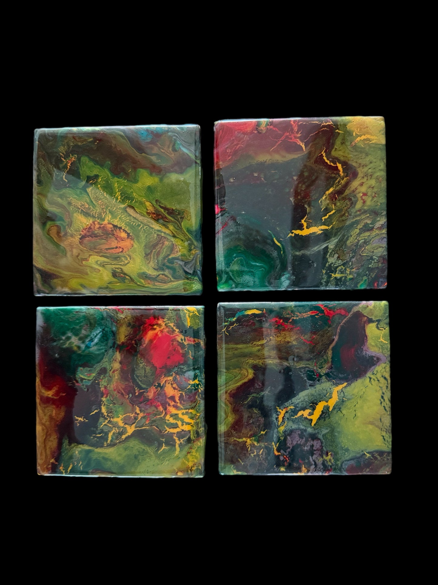 Yellow red coasters
