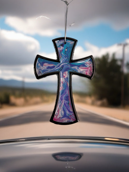 Pastel Dream Fluid Art 5-Inch Wooden Cross