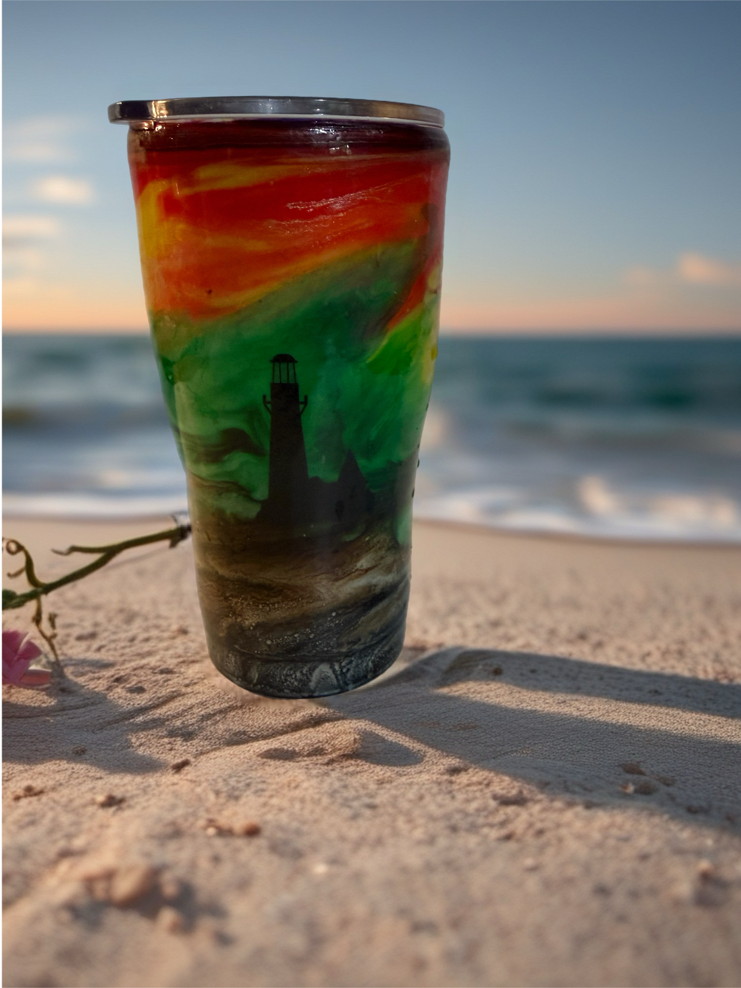 Sunset Lighthouse Stainless Steel Tumbler