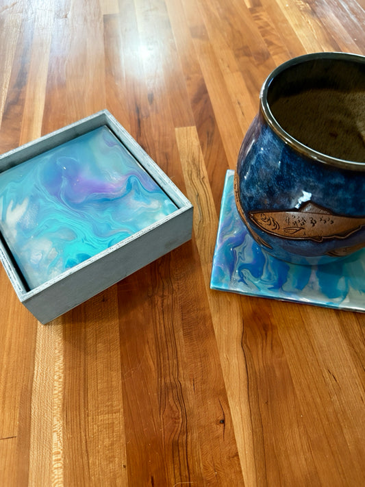 Blue Lagoon Artisan Coaster Set