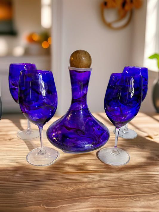 Royal Amethyst Artisan Decanter & Stemmed Wine Set
