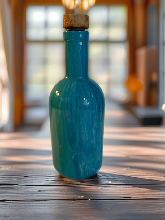"Oceanic Mist" Handcrafted Artisan Glass Bottle