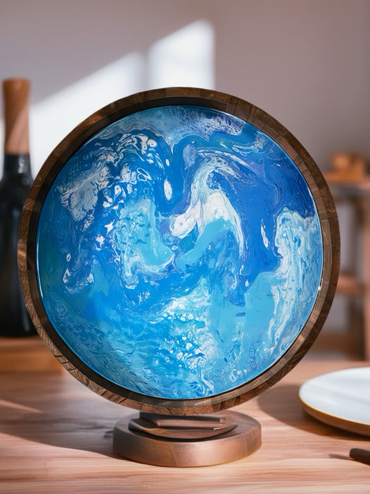 “Ocean Whisper” 12‑Inch Handcrafted Wooden Tray