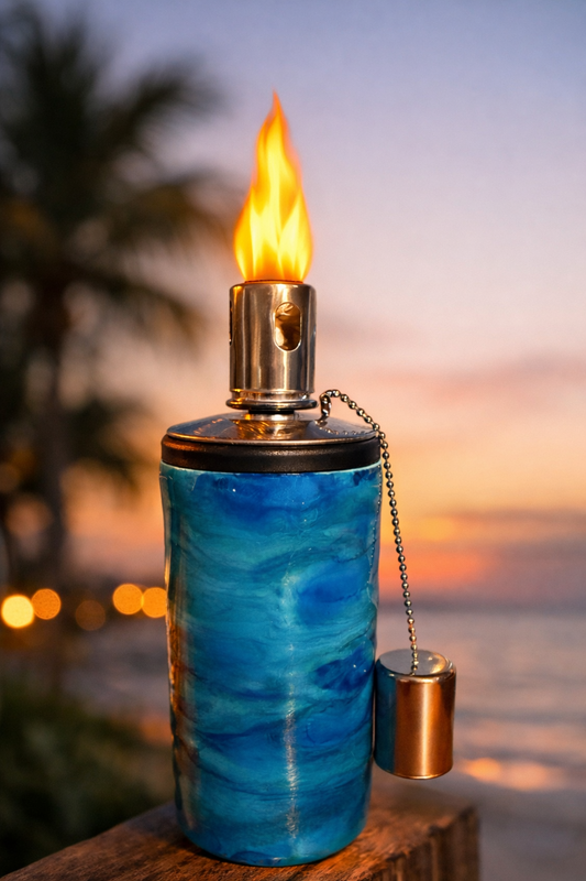 Ocean Swirl 3-in-1 Tiki Torch, Can Cozy & Tumbler