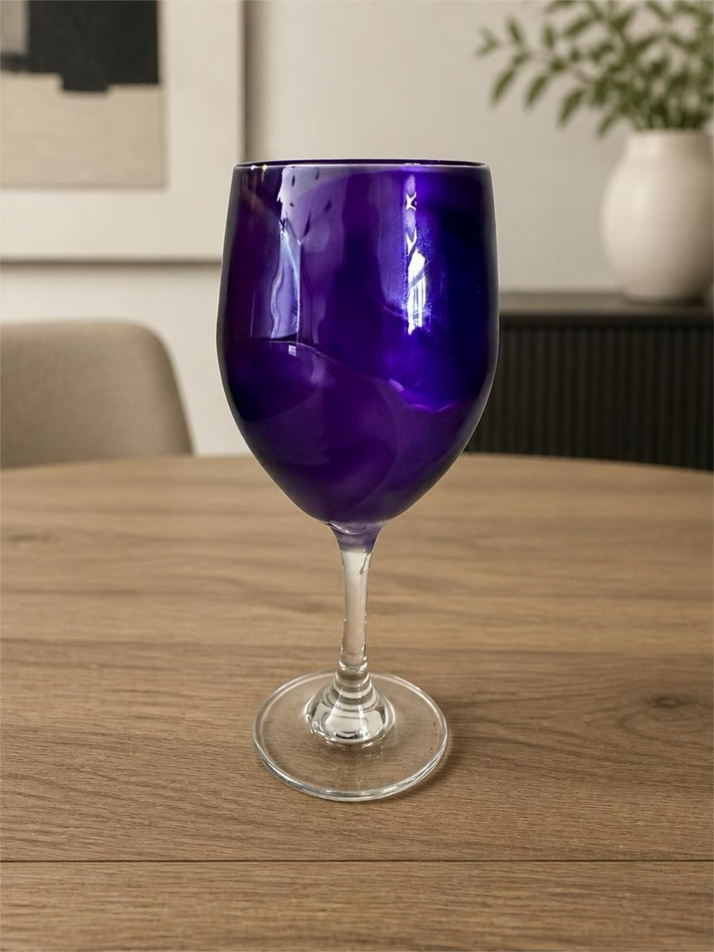 Royal Violet Swirl Hand-Blown Wine Glass