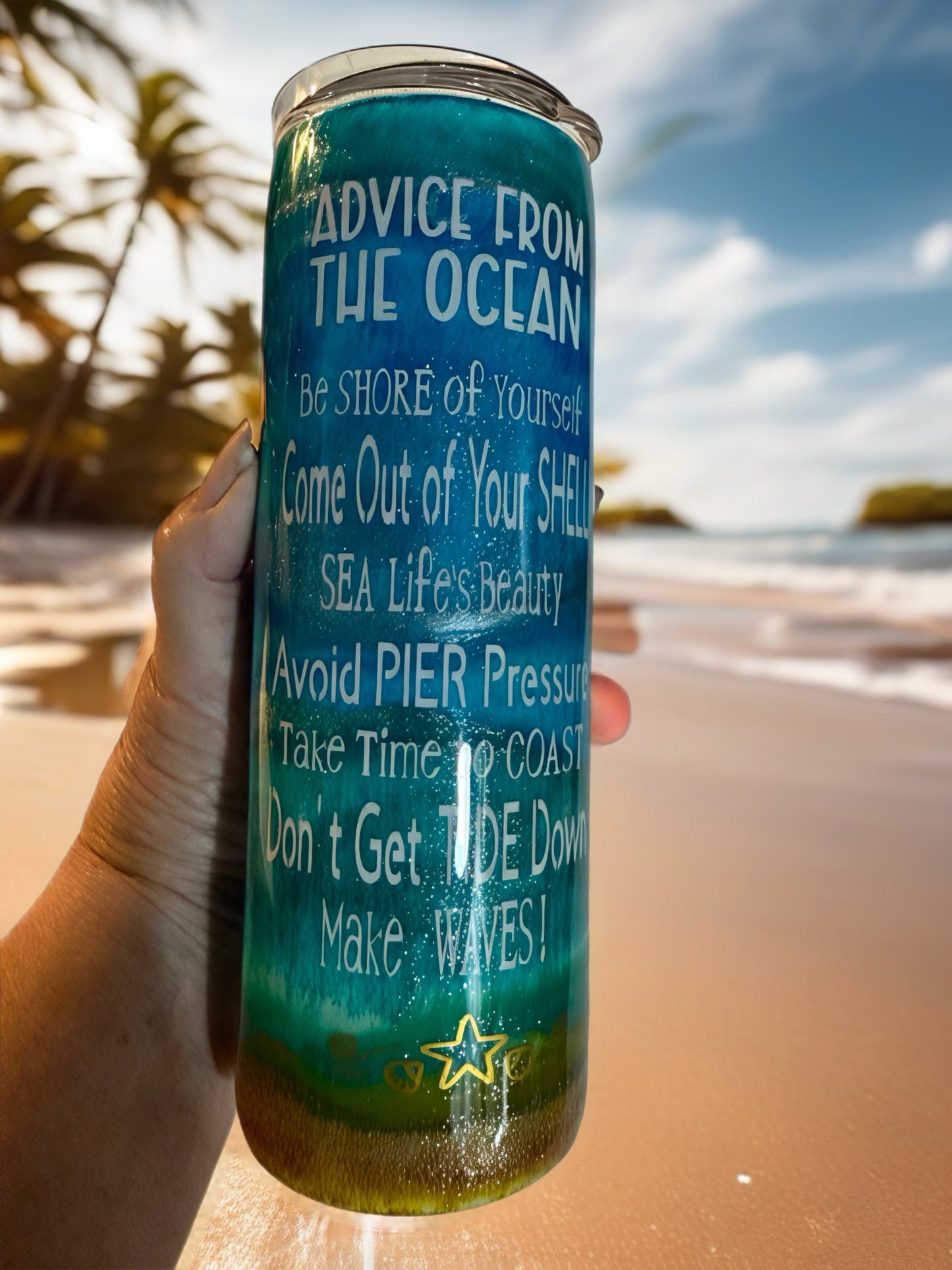 "Advice From the Ocean" Insulated Glitter Tumbler