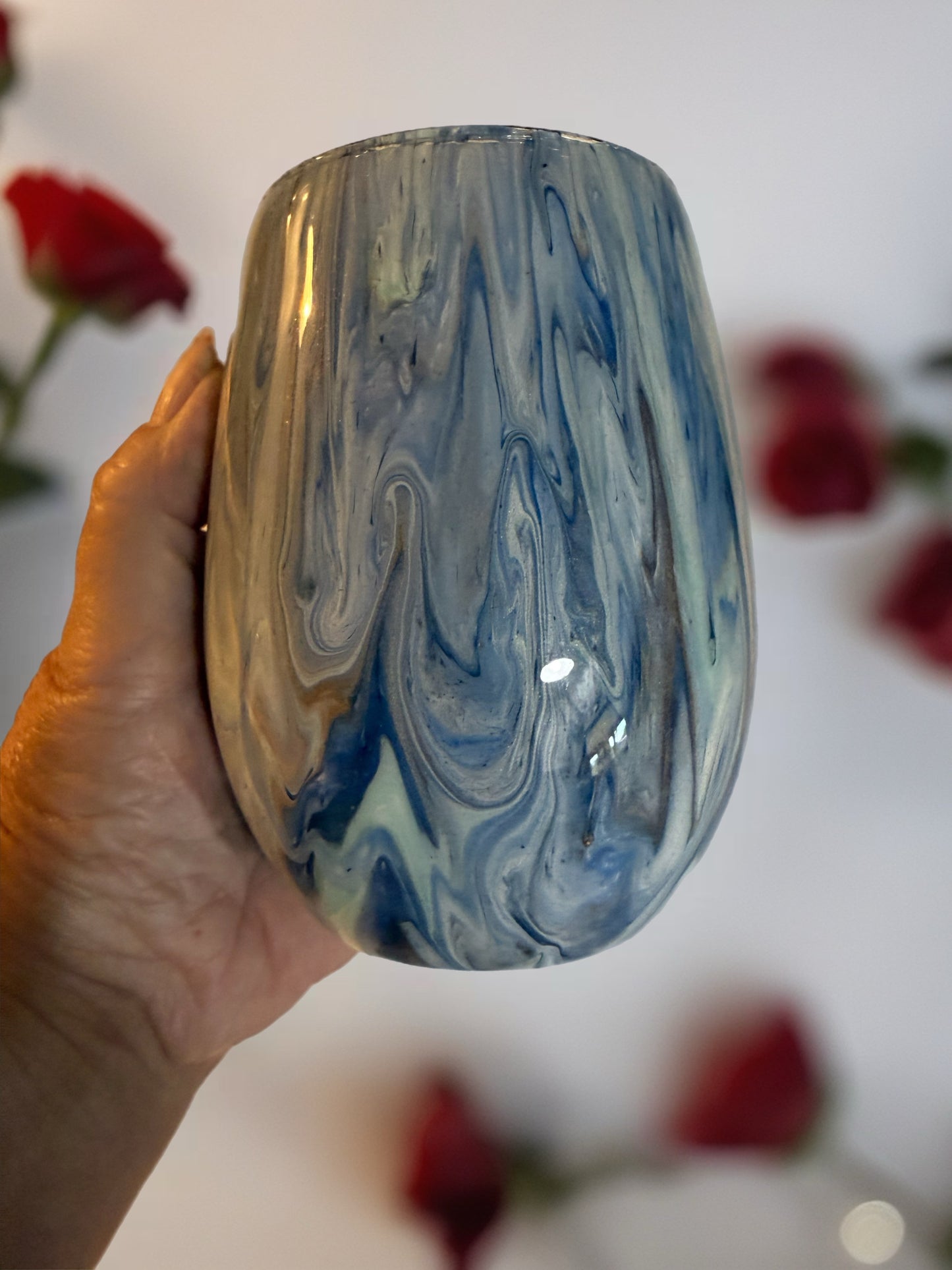 Winter Shore Hand‑Painted Wine Glass