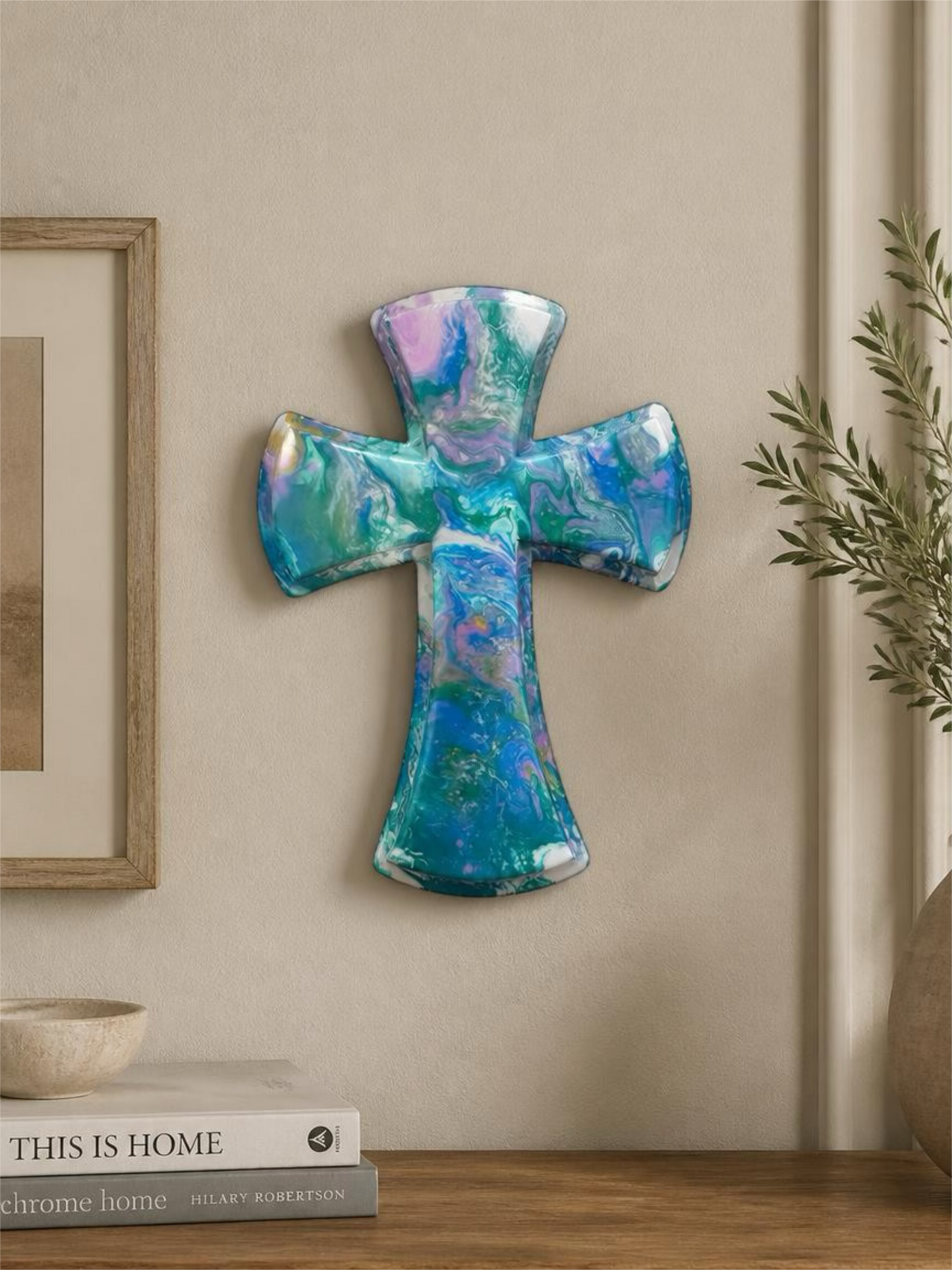 Ethereal Waters 12-Inch Wood Cross