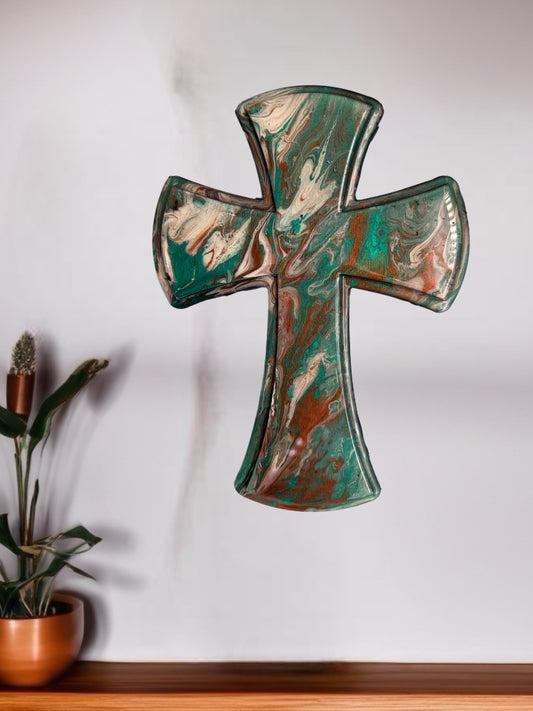 The Copper Moss Artisan 12-Inch Wall Cross