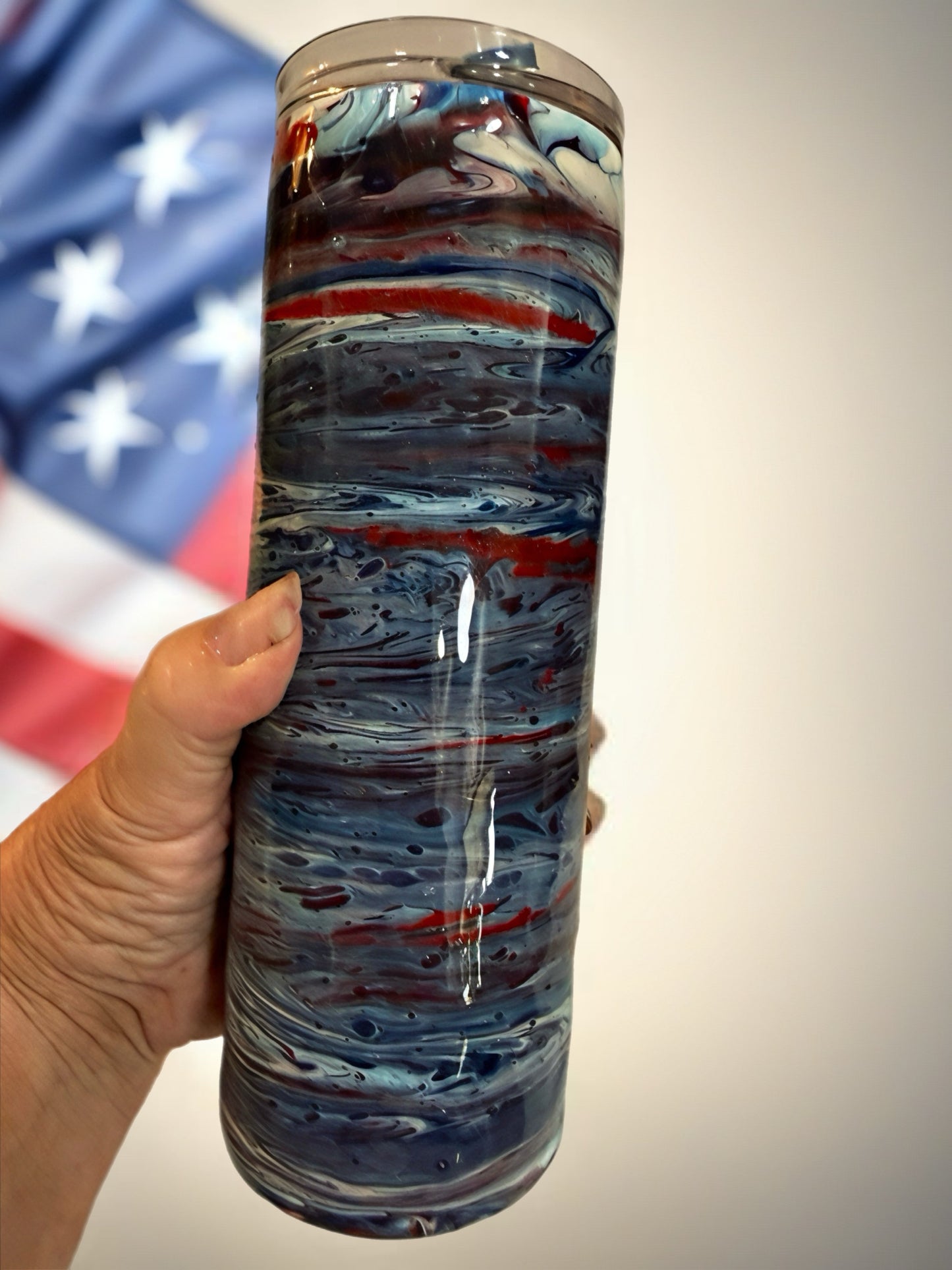 Patriotic Marbled Stainless Steel Tumbler