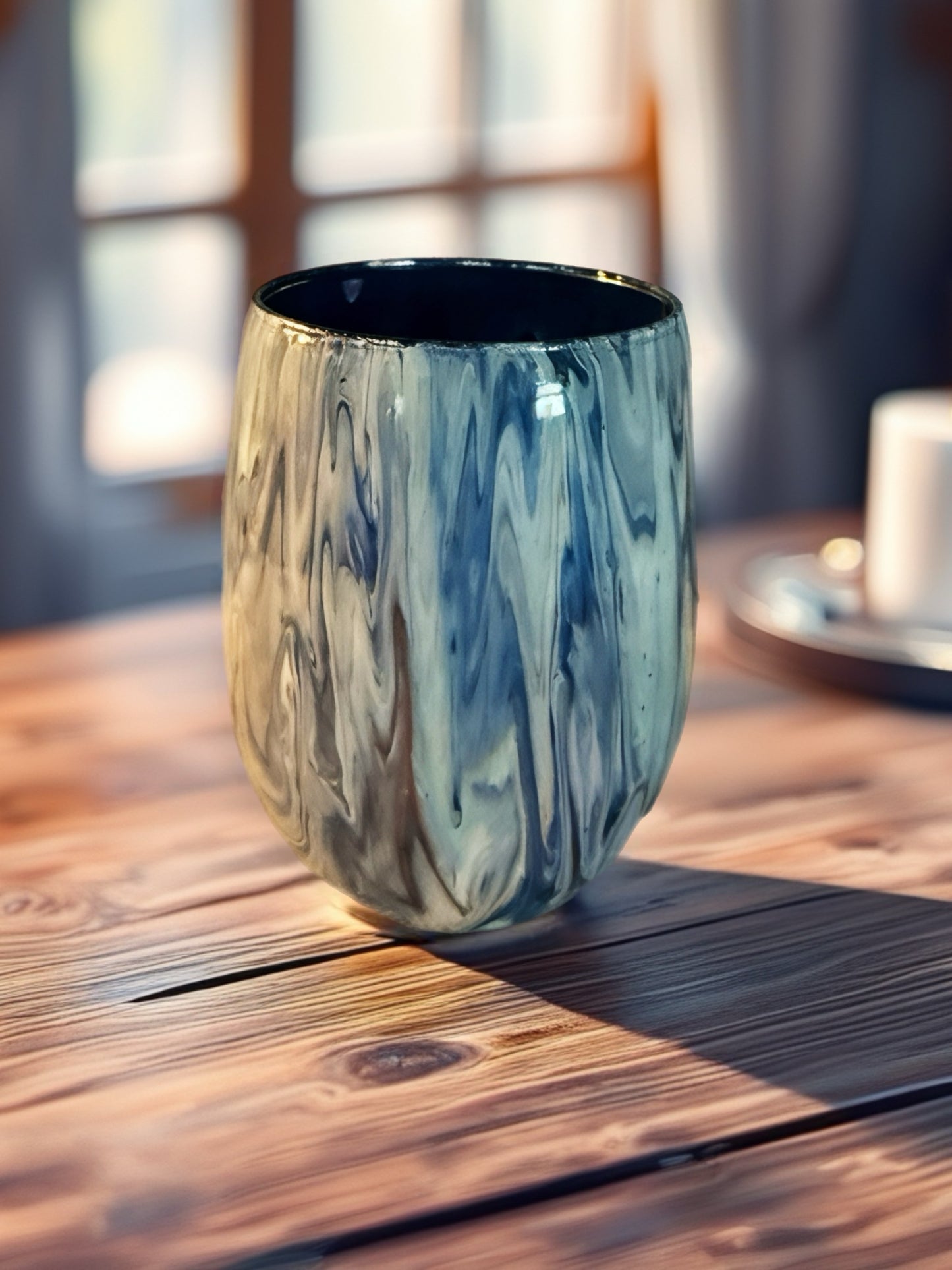 Seaside Bloom Hand‑Painted Wine Glass