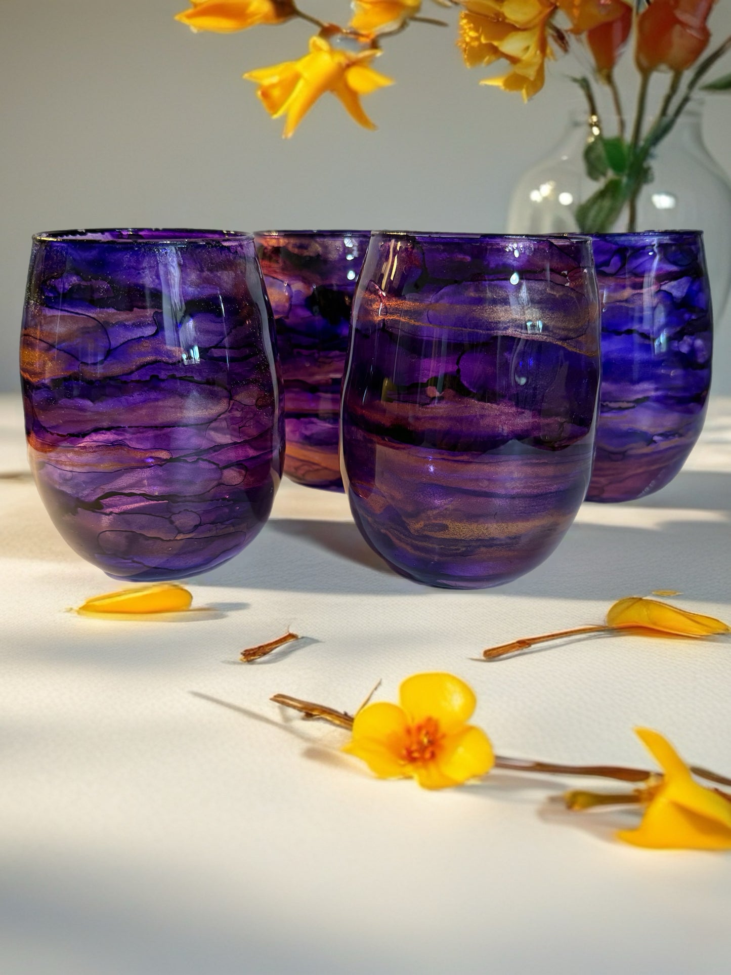 Royal Amethyst Hand‑Painted Wine Glass