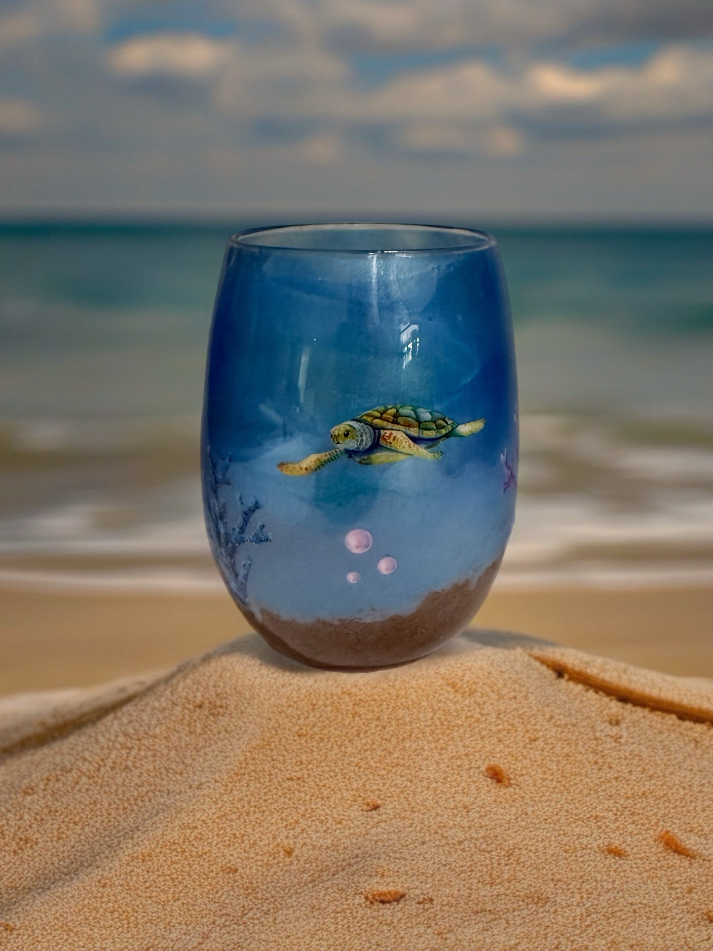 Under the Sea Stemless Wine Glass