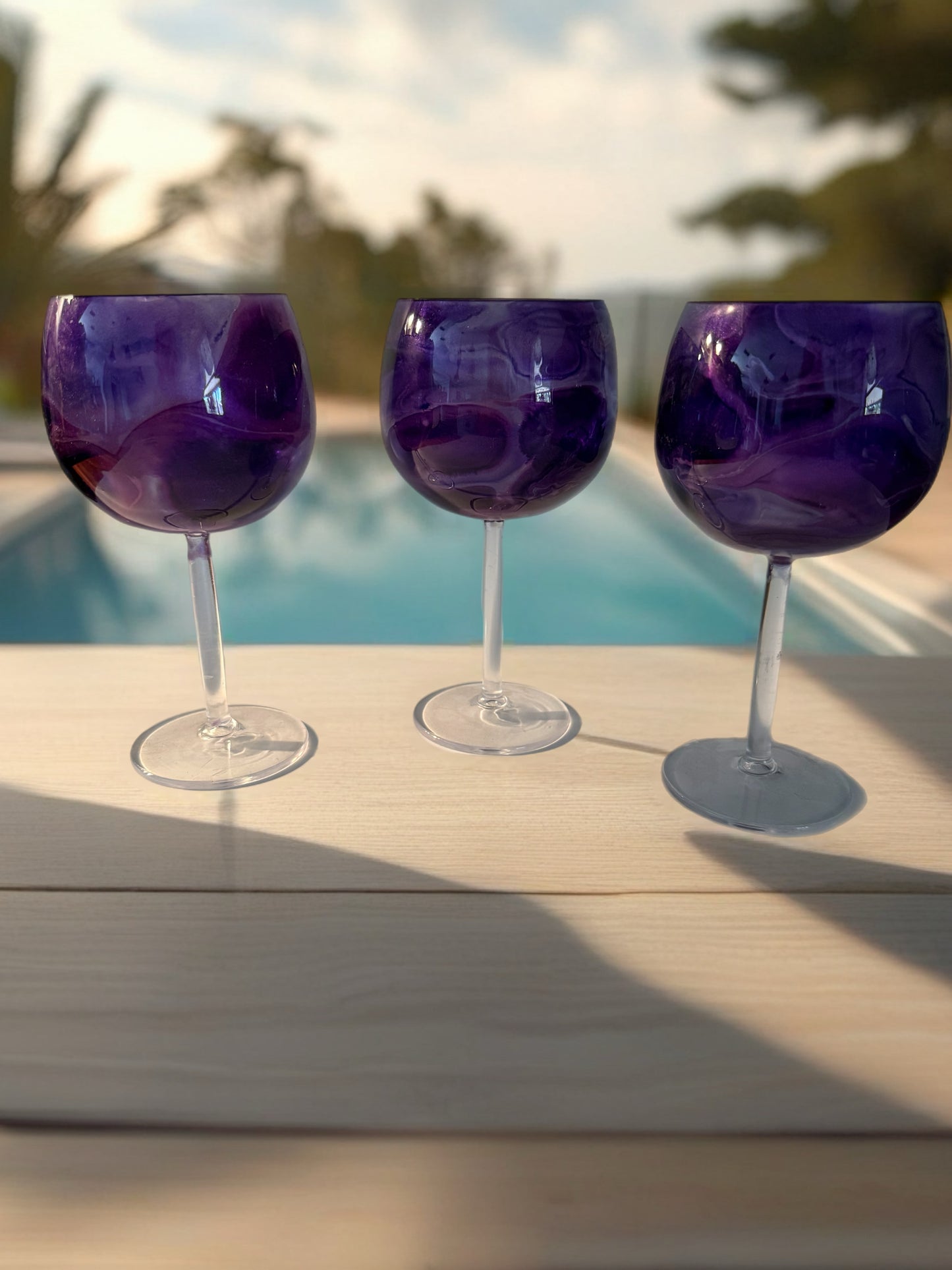 Purple Marbled Acrylic Wine Glass