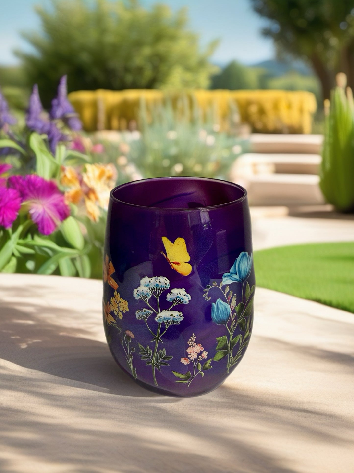 Enchanted Midnight Garden Stemless Glass