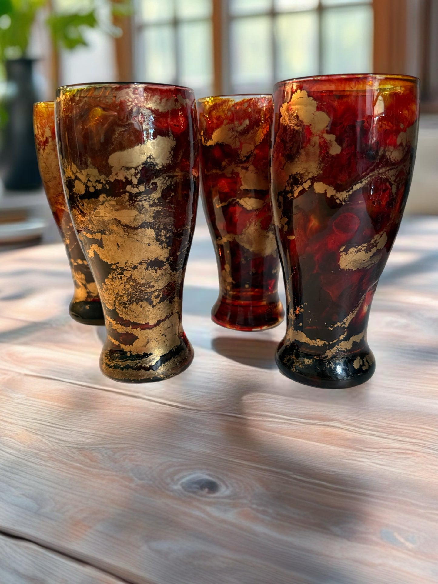 Hand‑Painted Molten Beer Glass