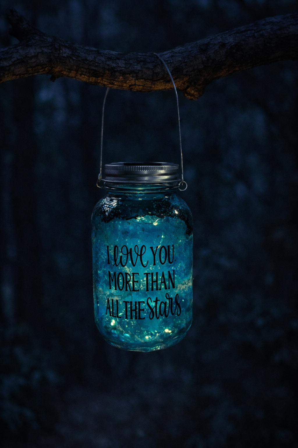 Enchanted Teal "I Love You More" Solar Lantern